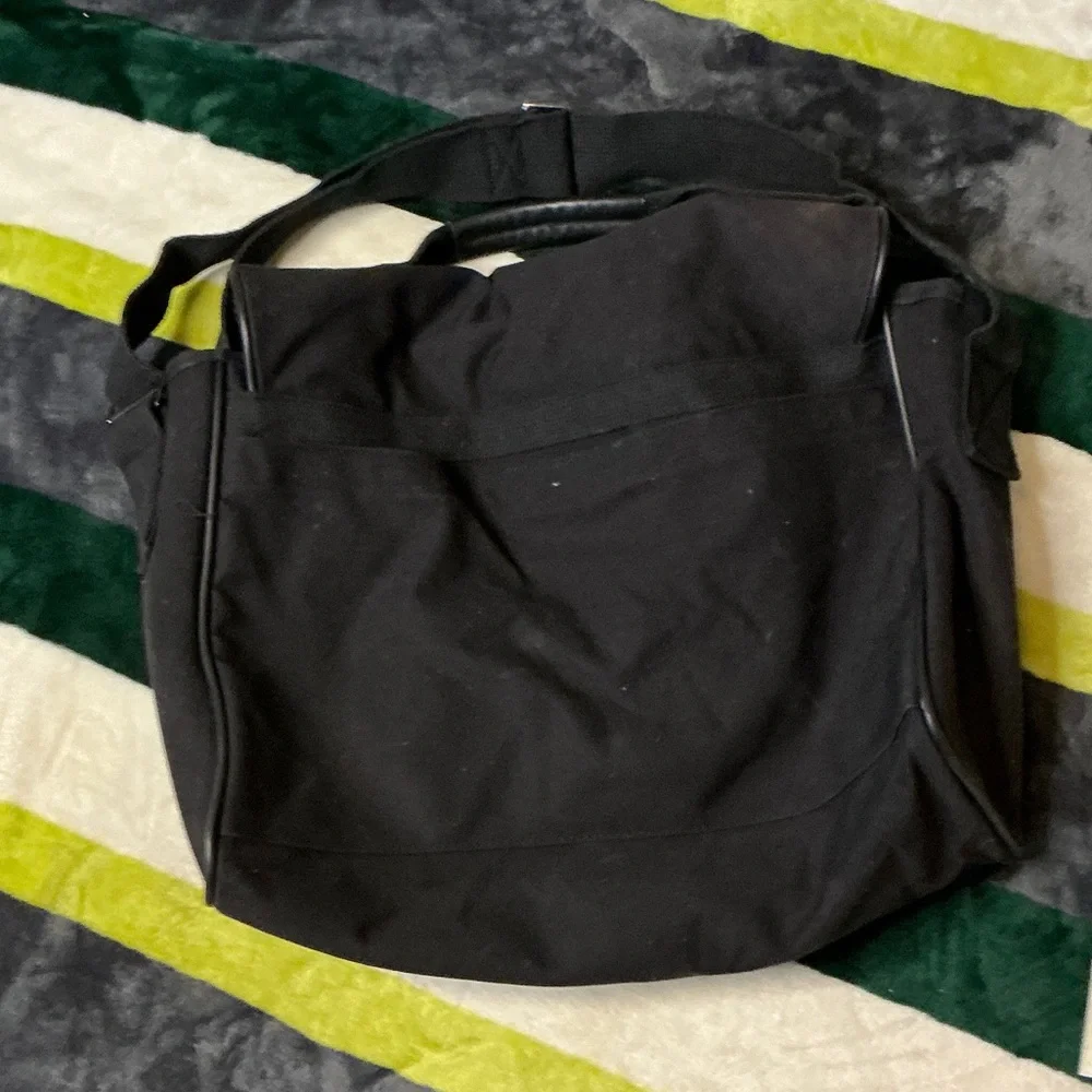 Lands' End Black Messenger Bag with Red, Green, Yellow & Blue Accents